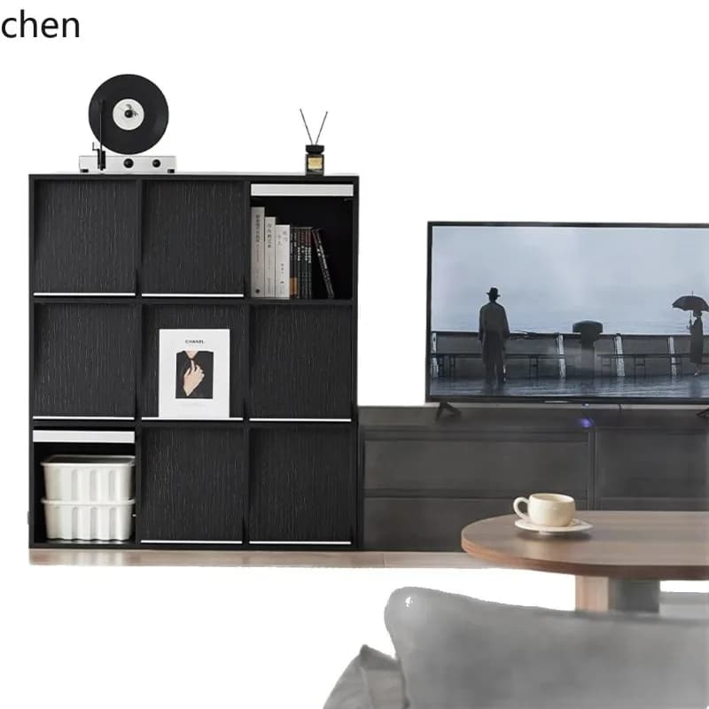 Solid Wood Bookshelf Wall-Mounted Storage Free Combination Grid Storage CabinetN9