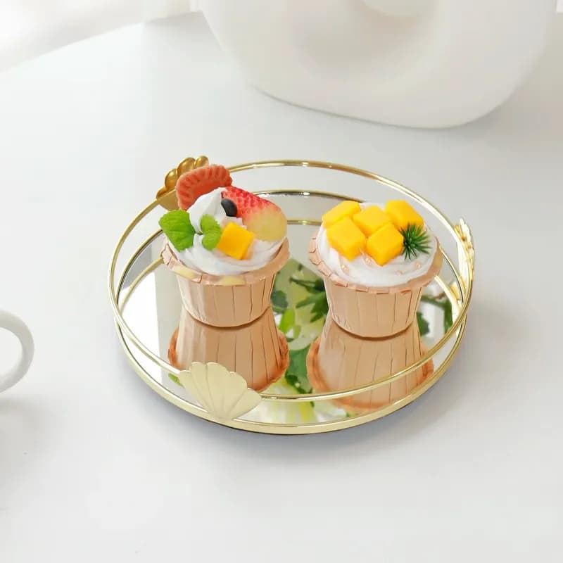 Decorative Display Tray Gold Mirror Home Decor Tray for Jewelry or Dessert Dining Table Tray Wholesale