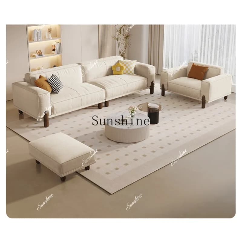 Cream-style anti-cat scratch fabric living room in-line minimalist tofu block sofa  FT