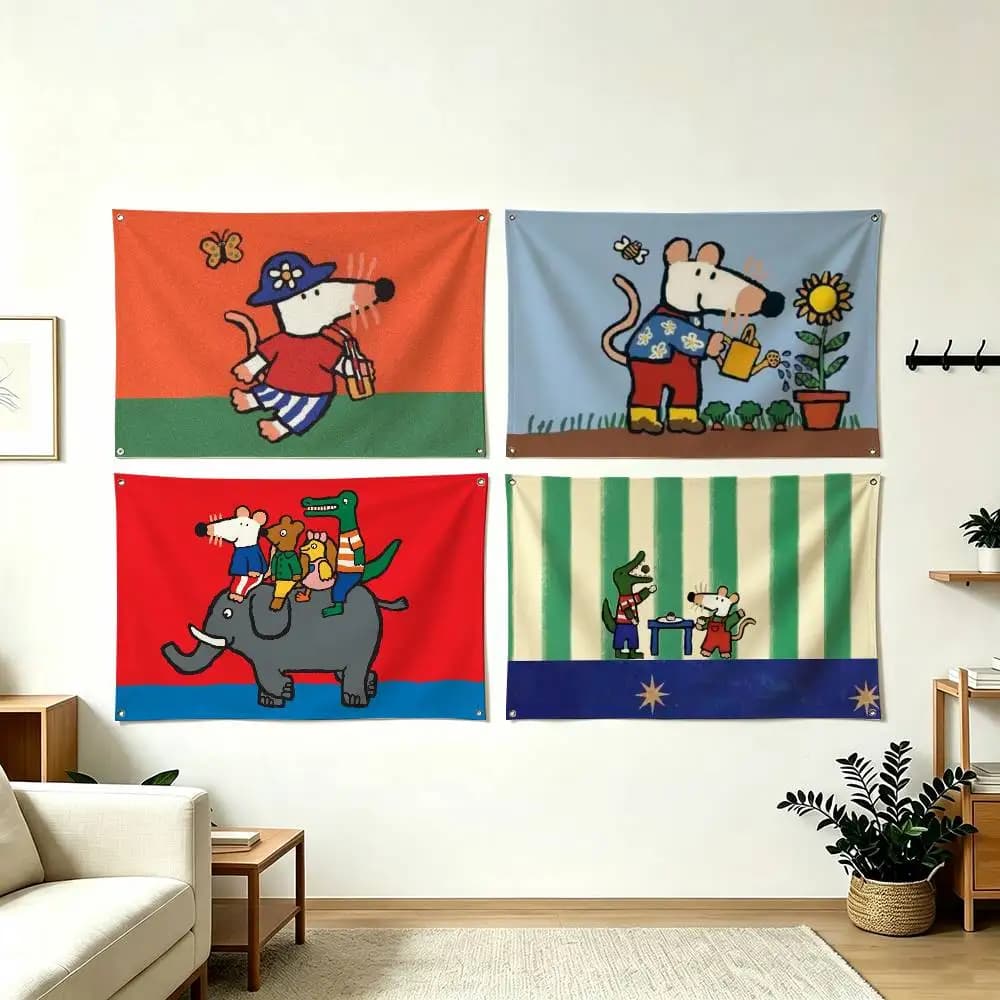M-Maisy Mouse Cartoon Flags for Bedrooms Home Decor Items Outdoor Decors Garage Decoration Flaga
