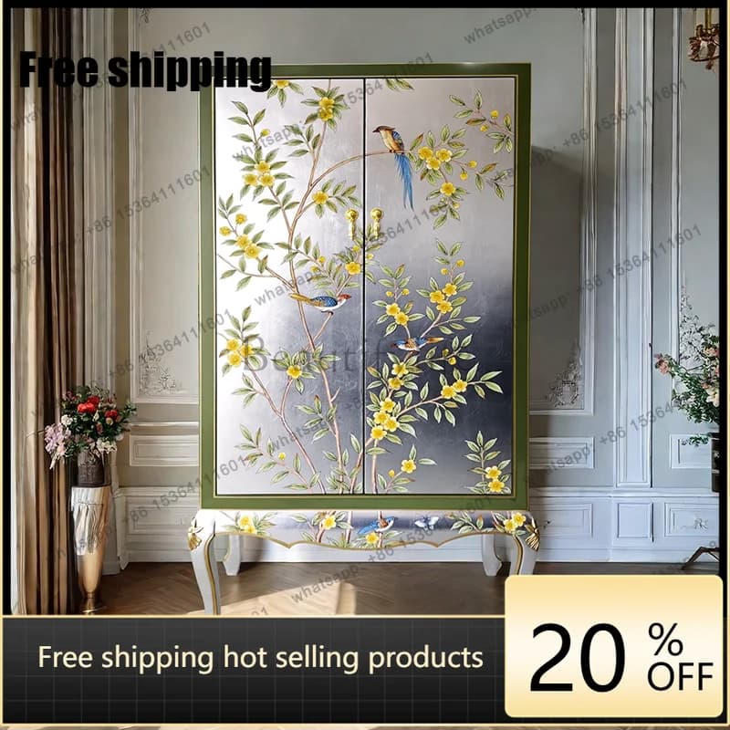LD European light luxury decorative solid wood wardrobe hand-painted storage partition cabinet