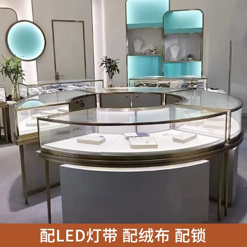 Jewelry Display Cabinet Gold Show Showcase Stainless Steel Jewelry Store Product Showcase
