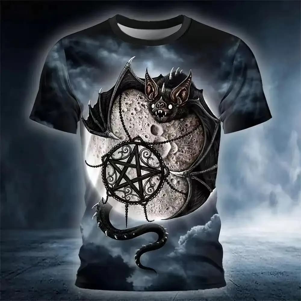 Halloween Gothic Dark Fantasy 3D Pattern Full Print Men's T-shirt, Round Neck Short Sleeve Top