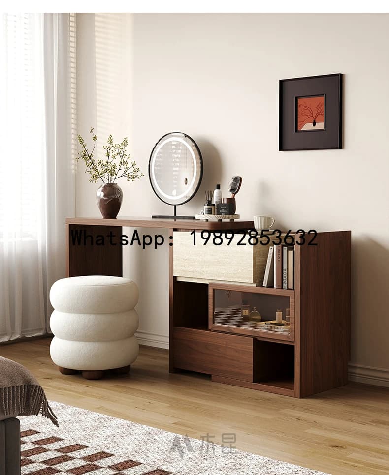 XL Dressing Table And Chest Of Drawers Integrated Retro Style Small Integrated Retractable Makeup Table Storage Cabinet