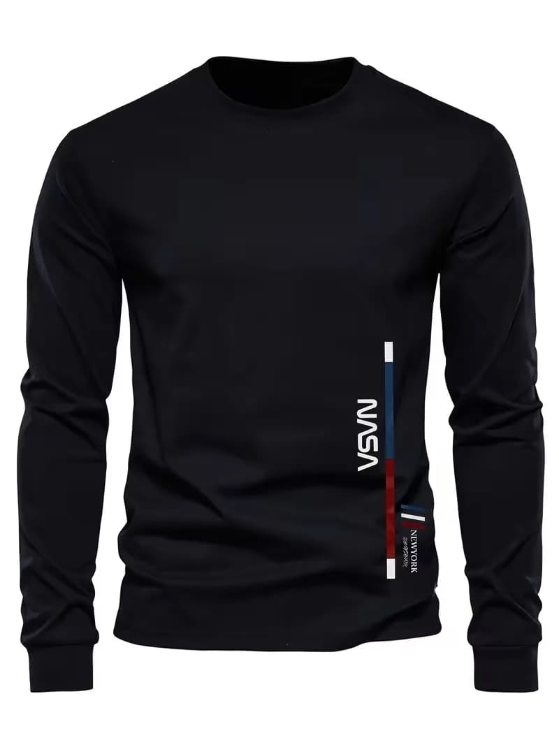 Simple Letter Printing Long sleeves Men's T-shirt Summer Casual Sports Men's Tops Fashion Breathable Daily Loose Men's clothing