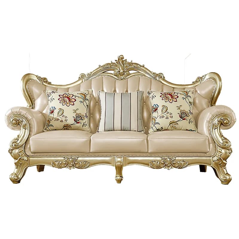 CX noble gold leather double-sided carved high-end villa luxury living room furniture