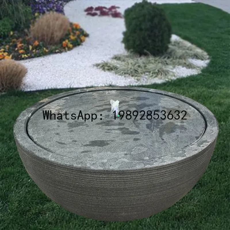 BJ   Japanese Style Landscape Flowing Water Stone Bowl Villa Courtyard Fountain Stone Sculpture Garden Stone Basin Fish Tank