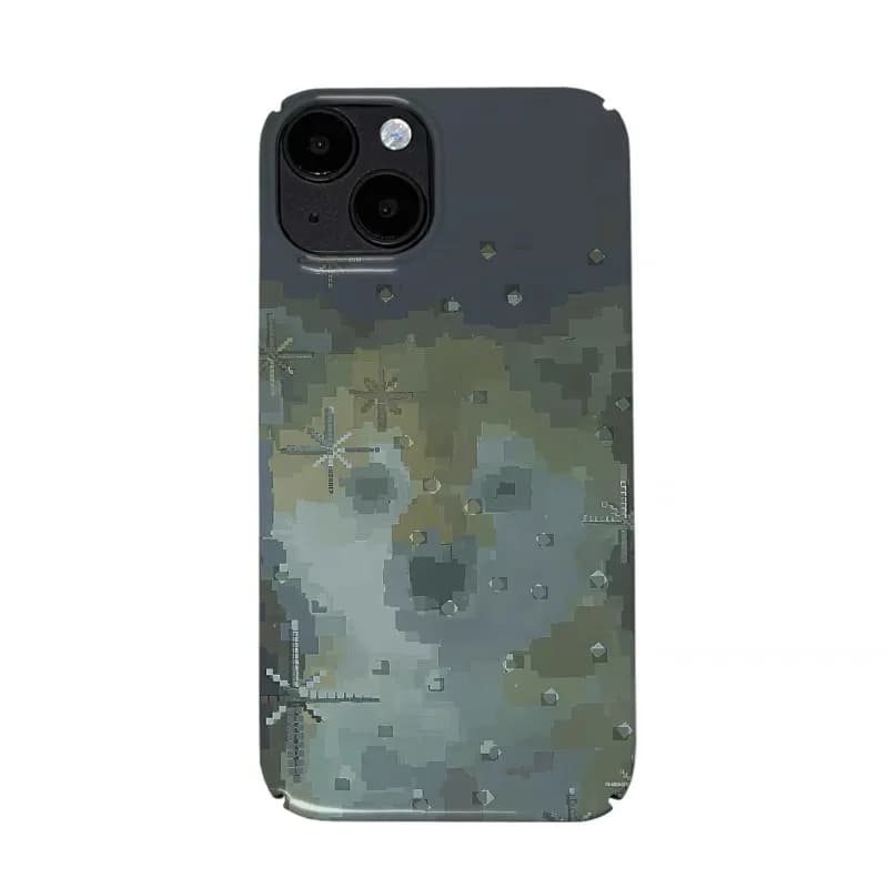 Green Blurred Mirror Dog Head Art Case for IPhone 16E 15 14 13 Pro Max 12 Mini 11 Pro Plus Shockproof Protective Hard PC Cover