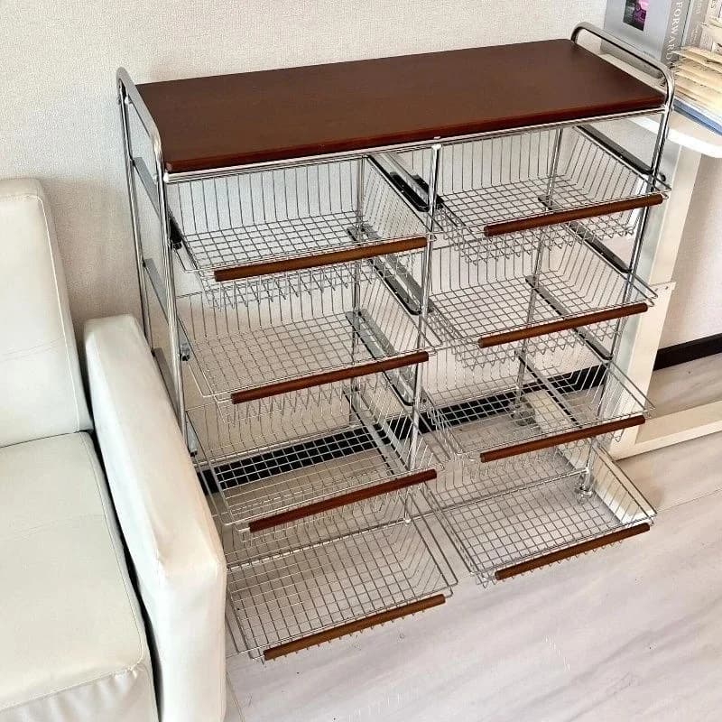 Medieval trolley rack, movable multi-functional finishing basket multi-layer storage rack