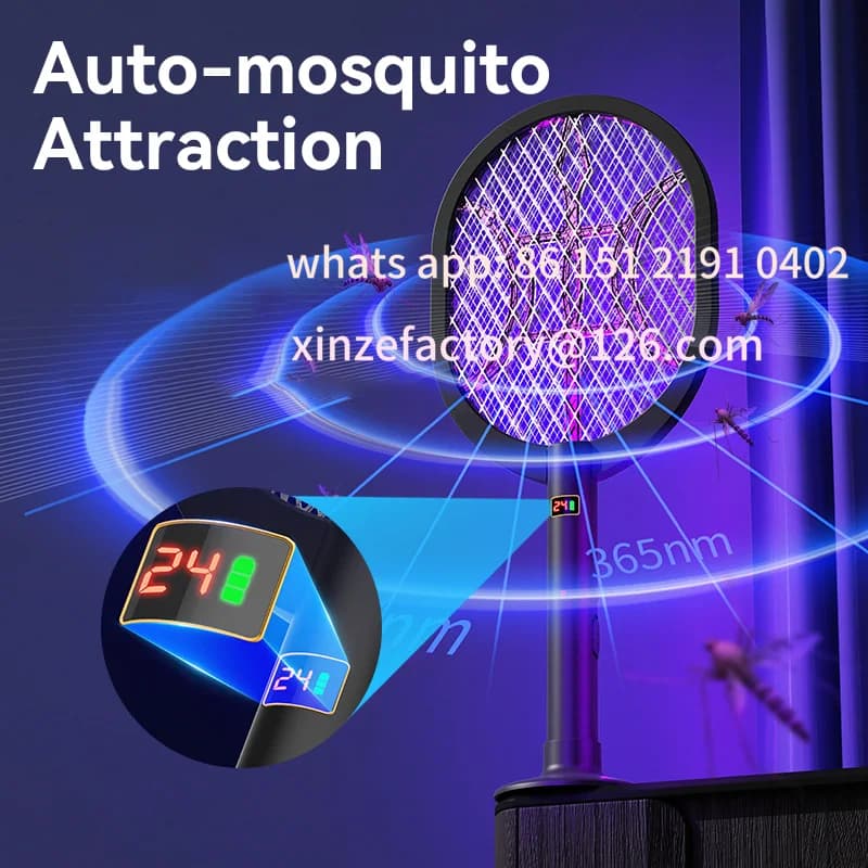 Customizable Auto-mosquito Attraction Rechargeable Electric Mosquito racket Killer fly swatter fryer flies Cordless