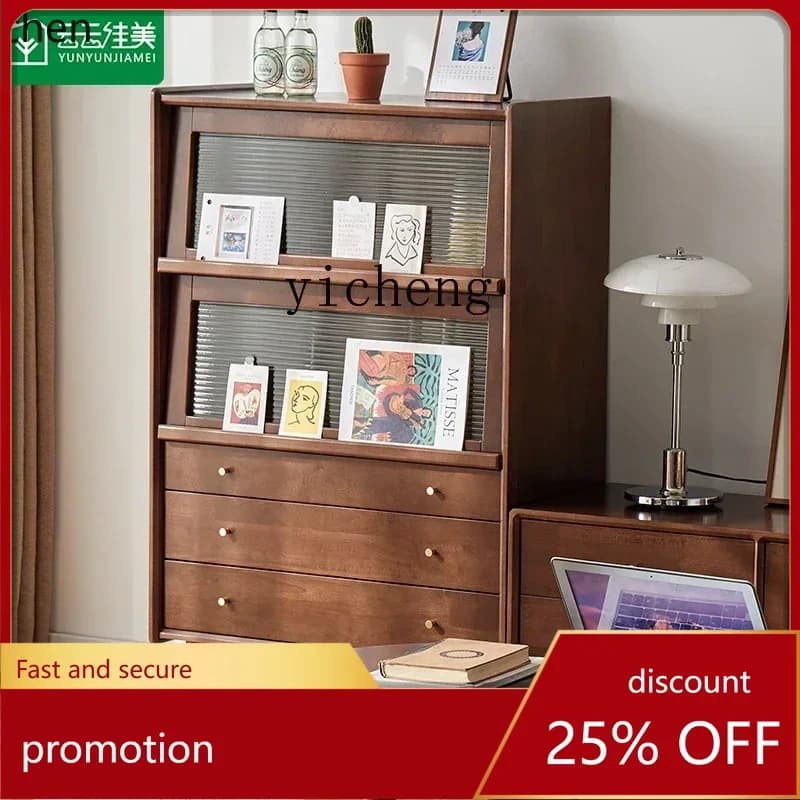 HT Solid Wood Side Cabinet Storage Simple Display Cabinet Living Room Entrance Cabinet Kitchen