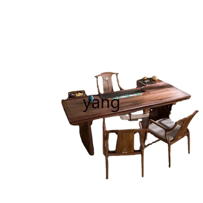 yhlCopper Wood Doctrine Thousand-Li Landscape Black Walnut Solid Wood ble  Chair  Cabinet  Table Simpl]