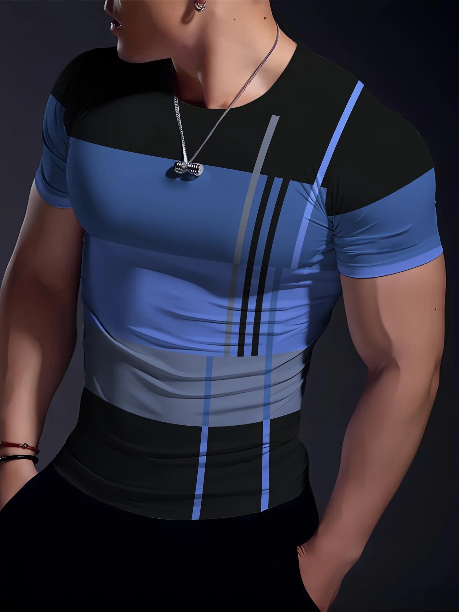 Funny Stripe Print T Shirt For Men Casual O-neck Short Sleeve Tops Outdoor Fitness Run Sports Tees Fashion Breathable T-Shirts