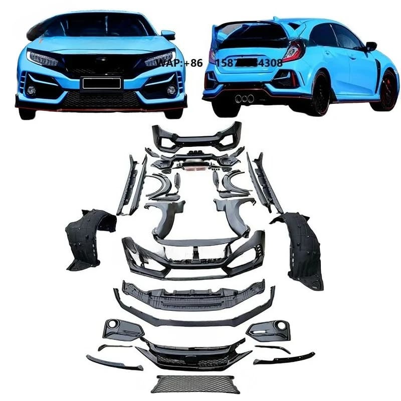 Type R Design Bodykit Bumper Side Skirt Fender for Civic Hatchback 2016-2021 Fk7 Upgrade Wide Fk8 Body Kit