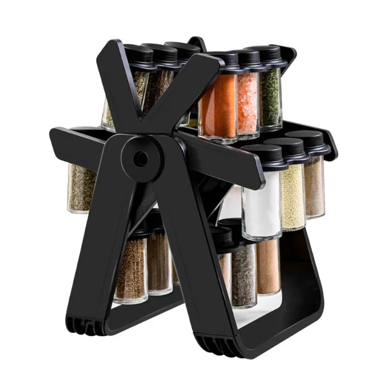 Rotating Ferris wheel glass seasoning rack set Spice jar seasoning bottle jar seasoning bottle rack Household storage rack