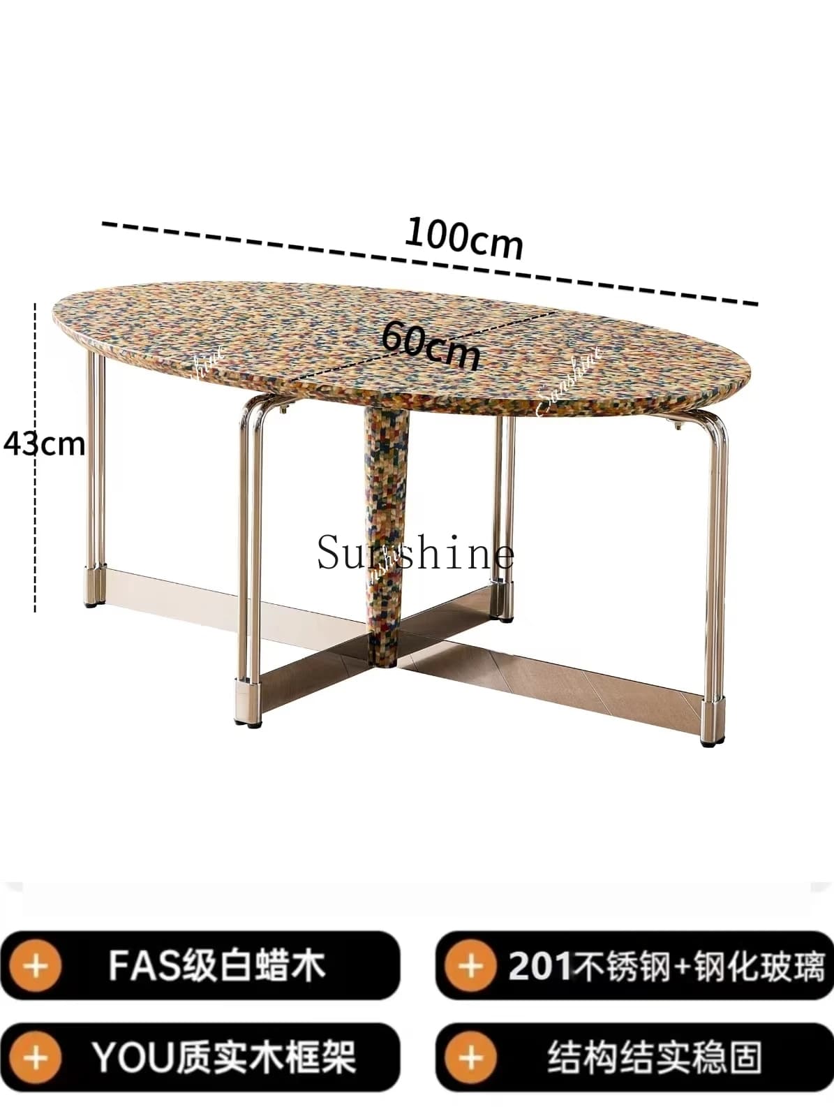 Italian design oval coffee table living room small apartment 2025 new light luxury high-end coffee table  FT