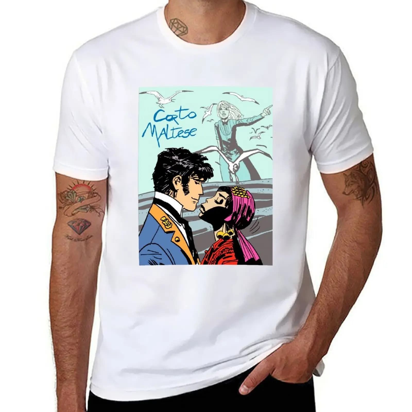 Corto Maltese - Kissing Girl T-Shirt t shirts for man pack white t shirt man luxury T-Shirt