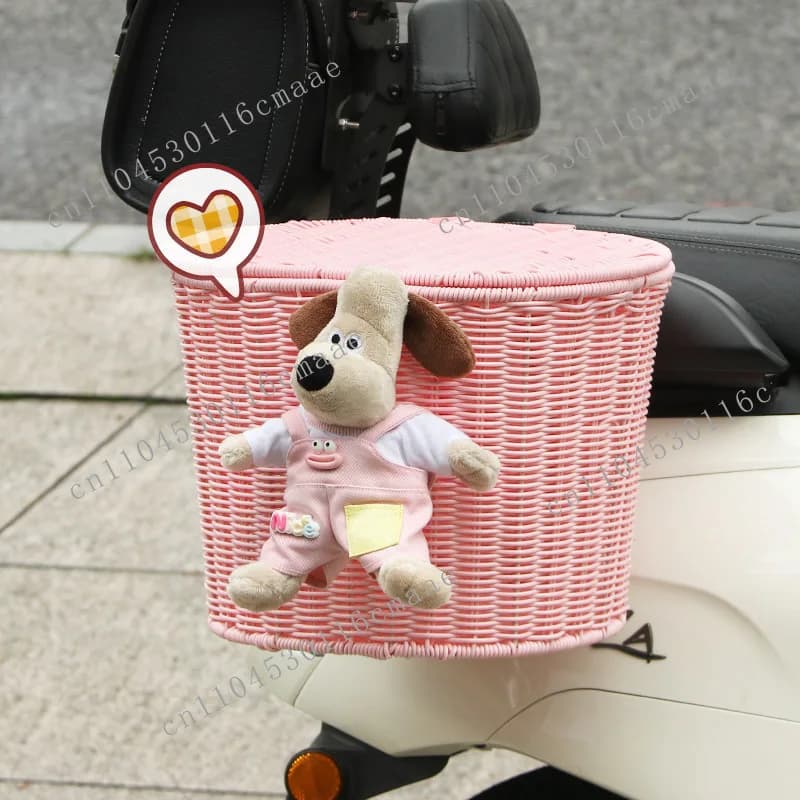 Electric Car Basket Front Storage Sundries Artifact Cute Cartoon Multi-functional Battery Bicycle Storage Pocket Hanging