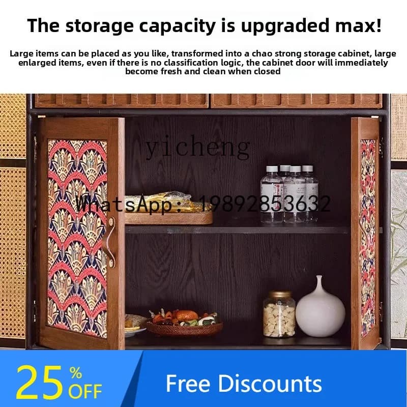 French Retro Solid Wood Entryway Living Room Wall-Mounted Storage Cabinet Vintage Style Storage Cabinet