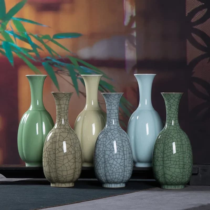Ceramic Vase Flower Arrangement Device, Chinese Retro Desktop Countertop Home Jewelry Ornament