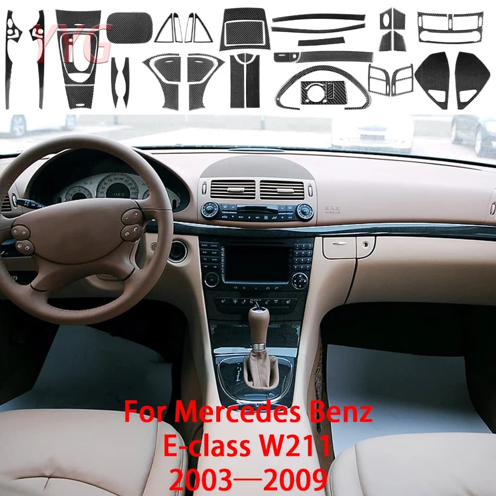 For Benz B Class W245 2005-2011 Real Carbon Fiber CD Control Panel Trim Cover Car Interior Accessories Decorative Sticker