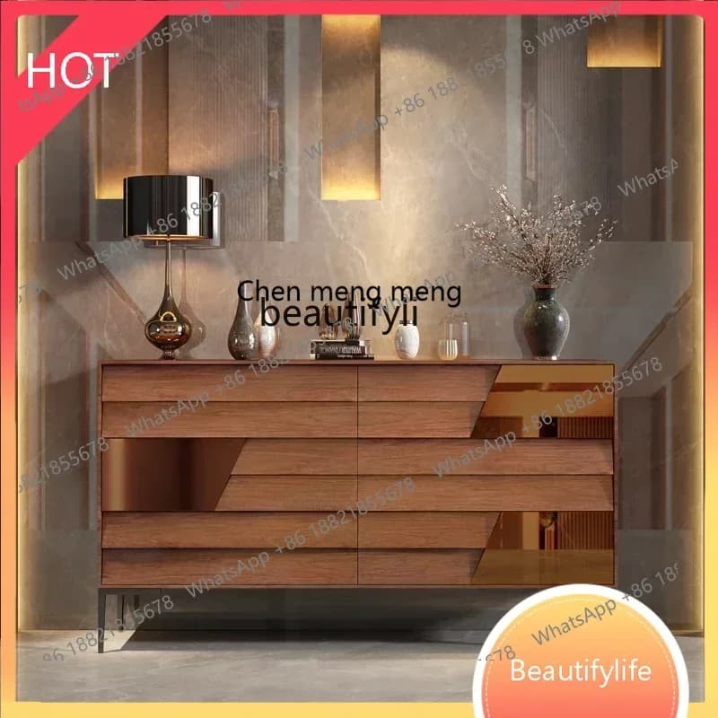 A  Italian Hallway Nordic Solid Wood Partition Storage Mid-Ancient Style Tailstock Chest of DrawersSS 8617
