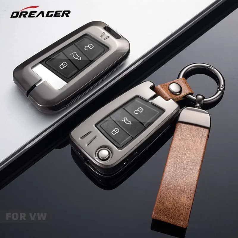 Vw Volkswagen Key Case Cover Original for Skoda Octavia Golf Passat Beetle Tiguan Polo Cc Seat Shell Zinc Alloy Leather 3 Button