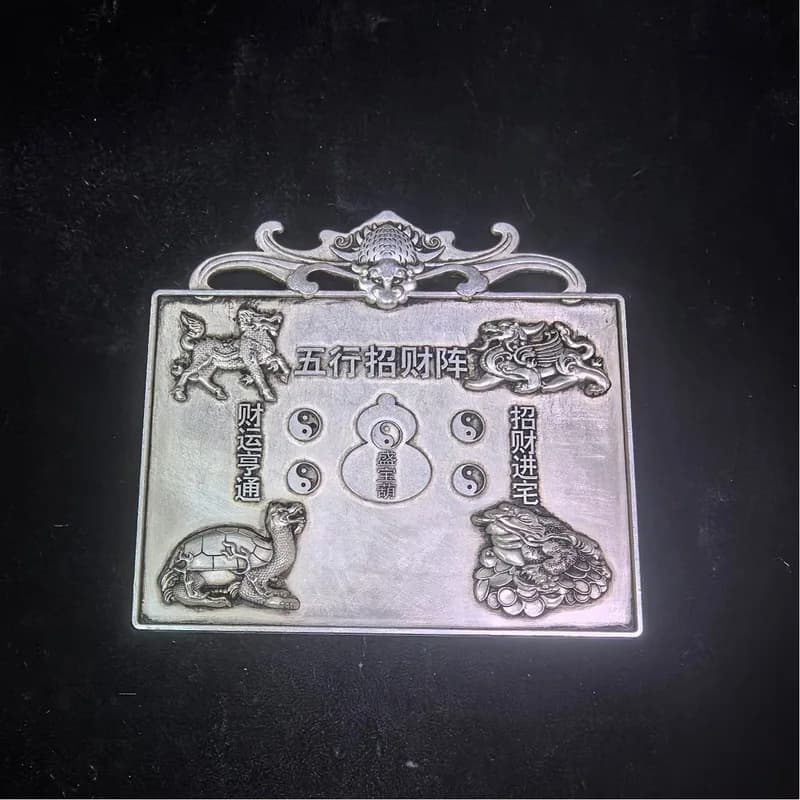 Alloy Five-Way God of Wealth Metal Ornament for Living Room and Housewarming