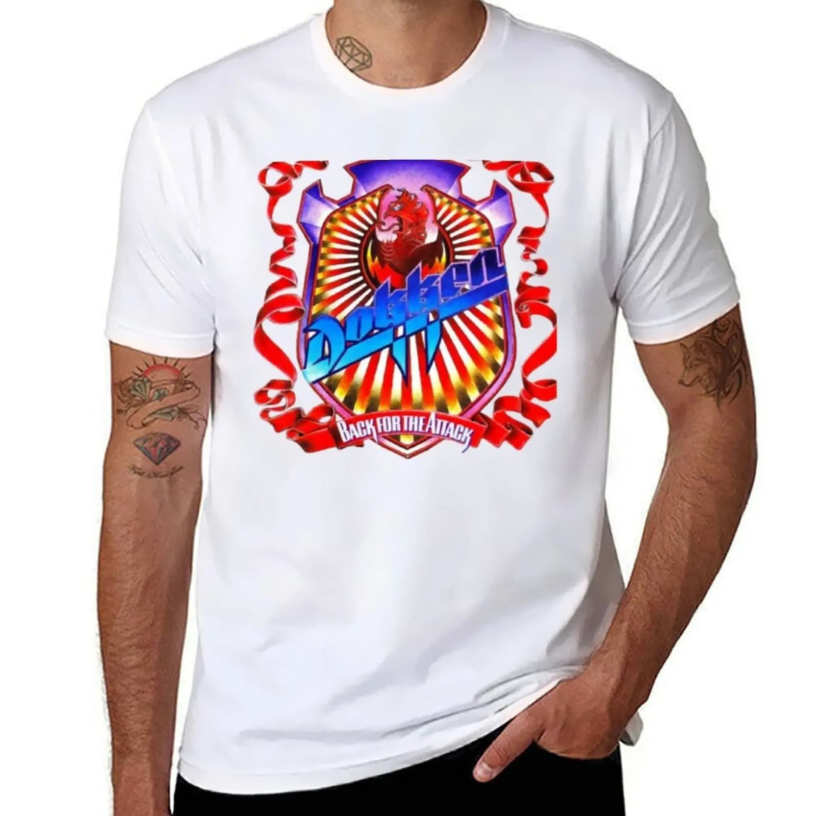 Back For The Attack dokken band T-Shirt man graphic t shirt t shirts cotton 100% T-Shirt