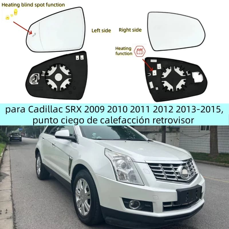 Side Mirror Glass Lens For Cadillac SRX 2009 2010 2011 2012 2013 2014 2015, Heated Blind Spot Detection Rear View Mirror Replac