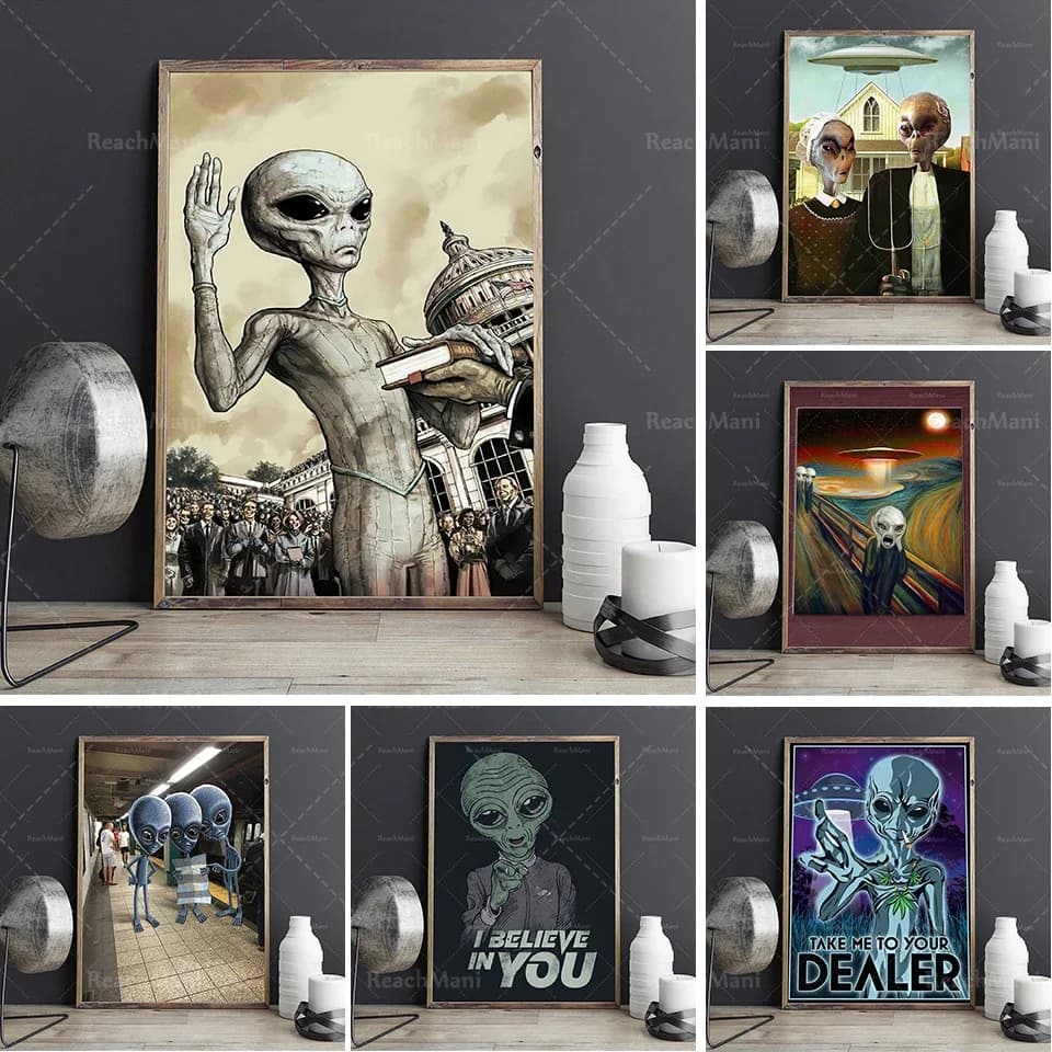Alien wall art, space wall art, alien poster art