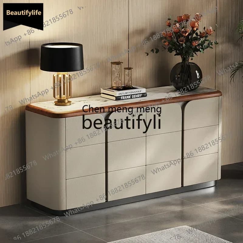 Y183Italian minimalist six-chest cabinet high-end living room solid wood storage lockerQ