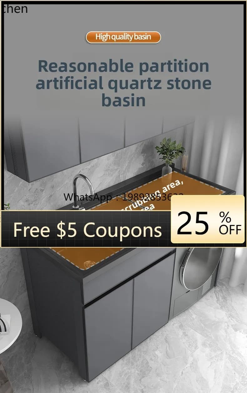 BB  space aluminum laundry cabinet integrated basin cabinet sink washboard integrated