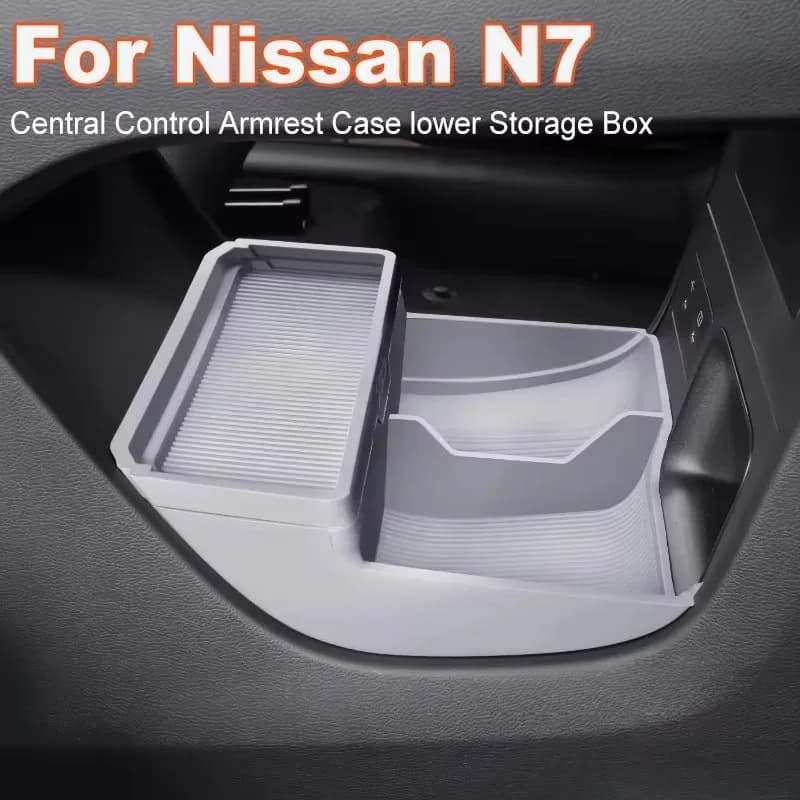 For Nissan N7 (Primera EV) 2025-2026 Silicone Center Console Armrest Lower Storage Box Car Interior Mod Accessories