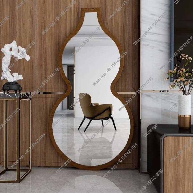Retro art gourd full body mirror light luxury medieval home wall decorative mirror household light luxury dressing mirror