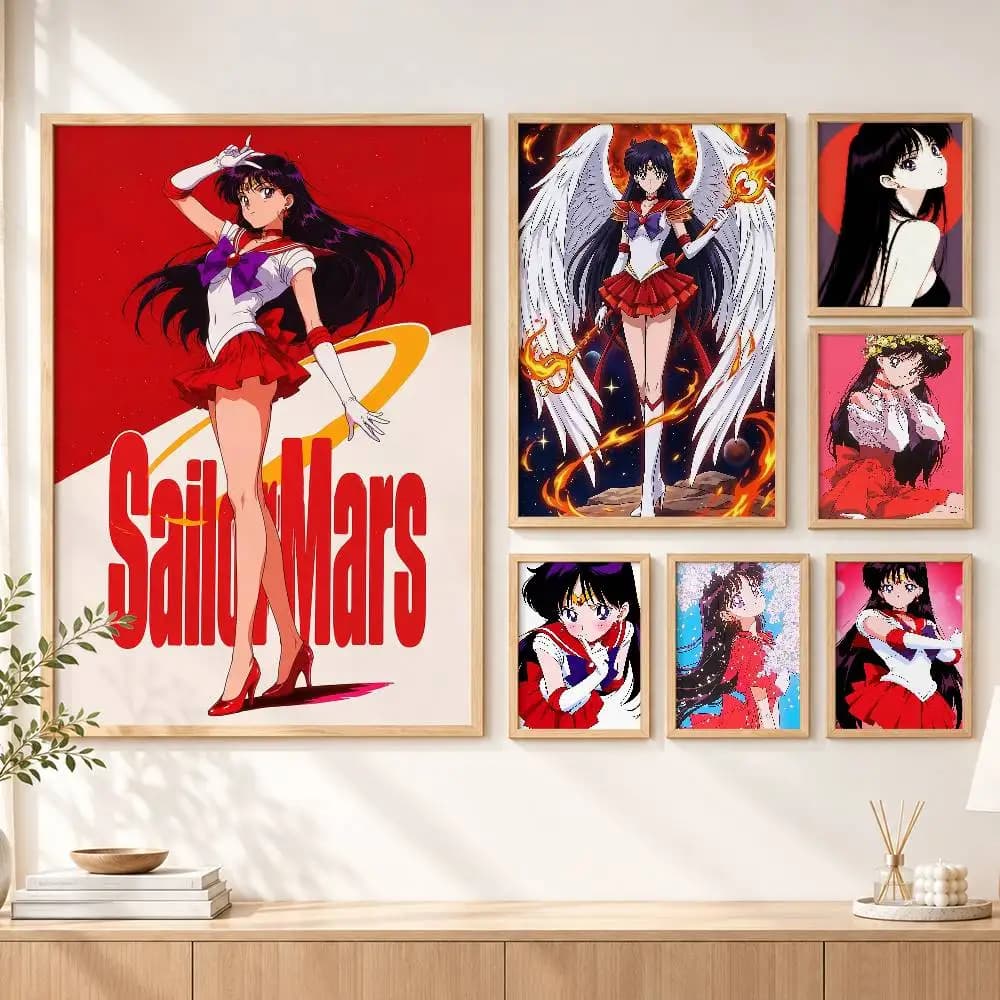 Magic Girl S-Sailor Mars R-Rei Hino Customizable HD Self Adhesive Waterproof Wall Art Poster