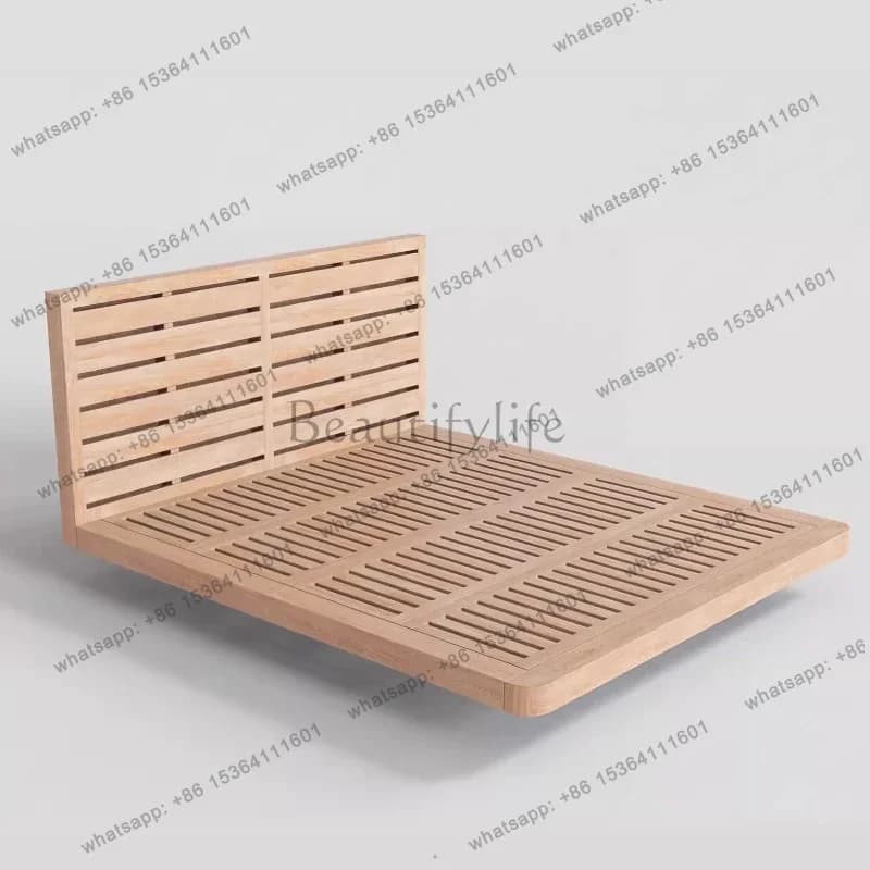 cream style genuine leather Double bed 180x200cm High end elegant design bed 2 people Modern Minimalism