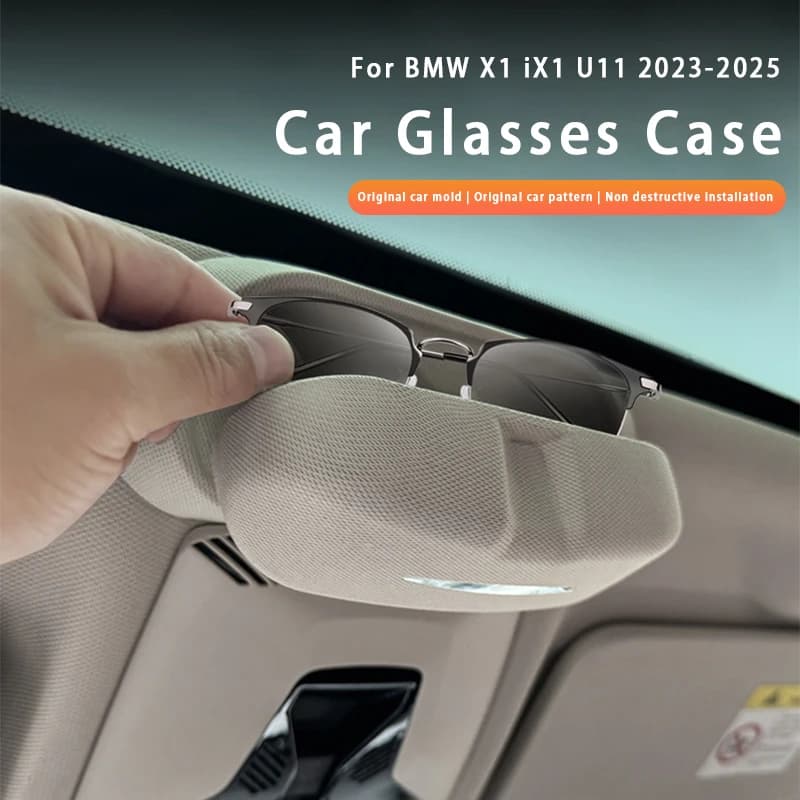 For BMW X1 iX1 U11 2023-2025 Car Sun Visor Glasses Case ABS Wear-Resistant Sunglasses Holder Storage Box Eyeglasses Organizer