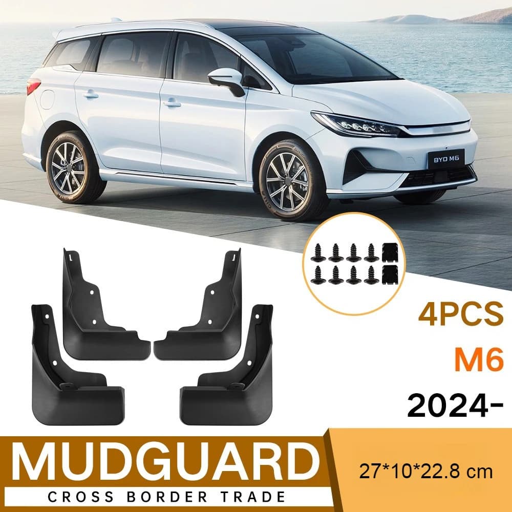 4pcs Car Mudguard Fit For Byd M6 2024 Car Accessories Waterproof Mudguard Front Rear Fender Splash Guard Fit For M6 Fender