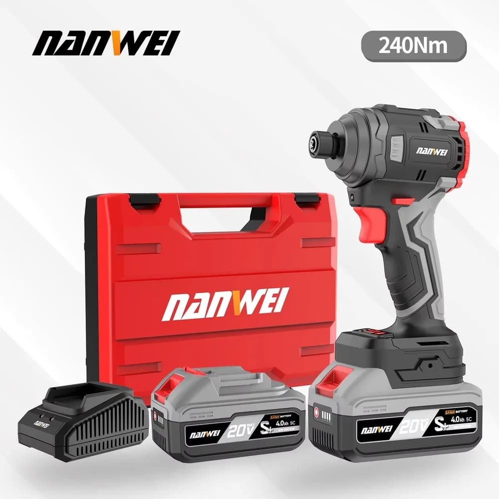 20V Brushless Cordless Drill Driver Kit 240Nm High Torque Impact Driver Li-Ion Battery Electric Power Tool Set for Home
