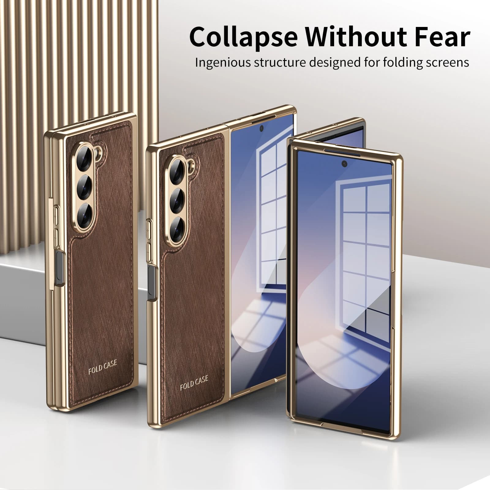 For Samsung Galaxy Z Fold 8 Ultra 7 6 5 4 3 Case Leather Plating Light Texture Hinge 360 Full Screen Protector Folding Cover