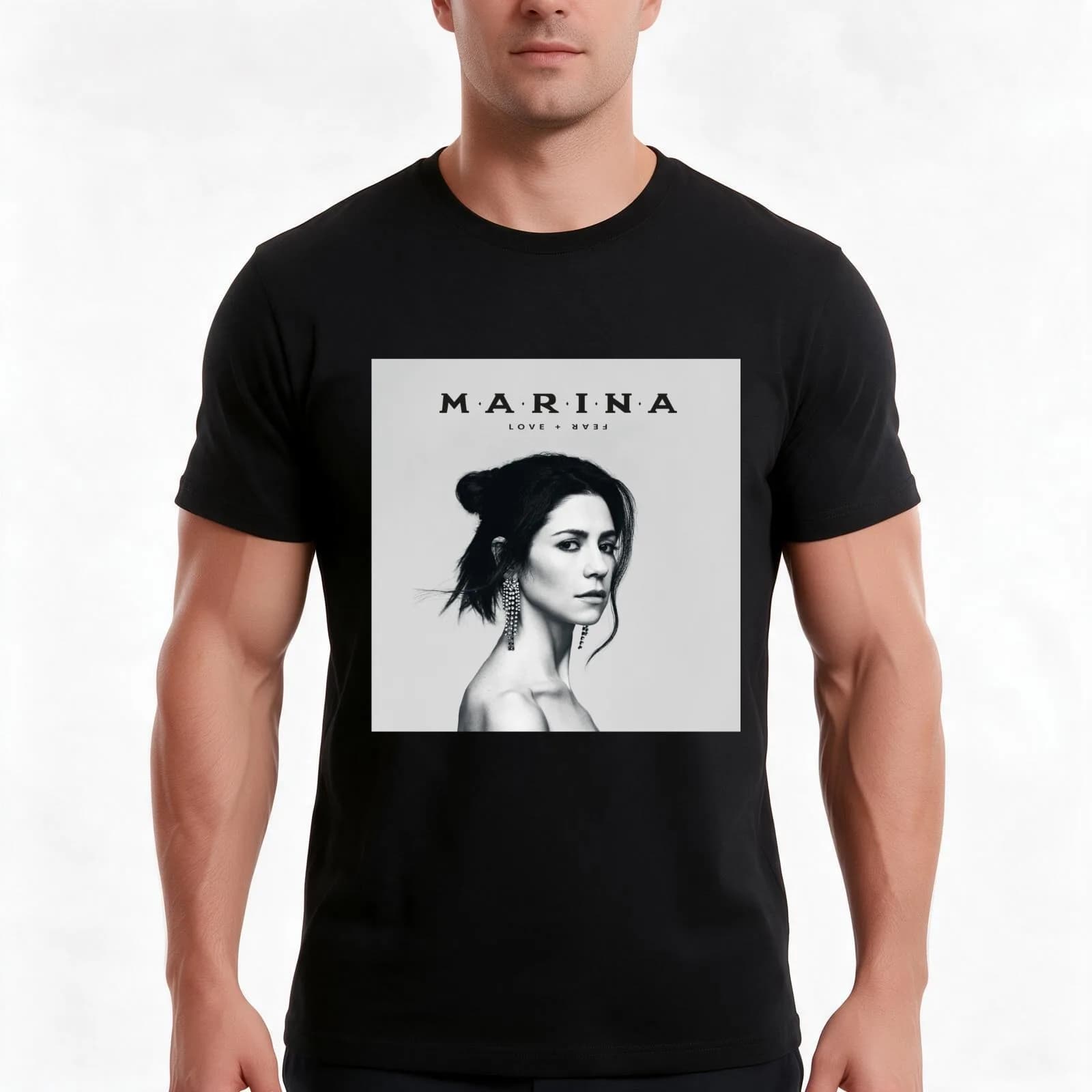 MARINA - LOVE + FEAR T-Shirt, Summer Casual Cotton Tee, Oversized Streetwear Tops, Vintage Graphic Print, Loose Fit Short Sleeve