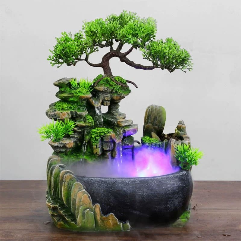 Resin Waterfall Desktop Fountain With Color Changing or no Changing  Led Lighting Zen Meditation Waterfall Home Decoration
