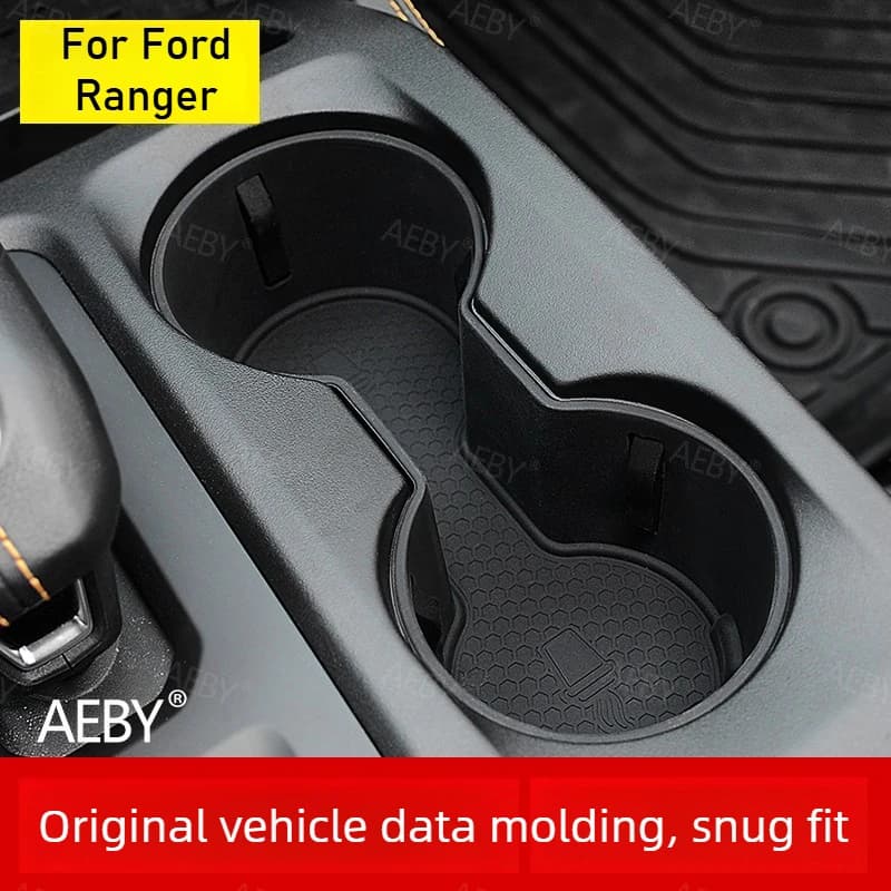 For Ford Ranger 2022-2026 TPE cup holder mat wireless charger mat anti-slip and dustproof,Anti-vibration pad,center console