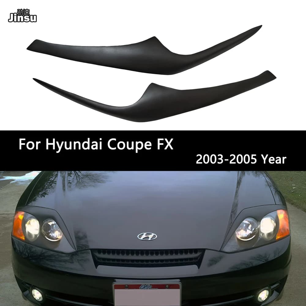Real Carbon Fiber Headlight Cover Eyelids for Hyundai Coupe FX 2003 2004 2005 Car Front Lamp Matt Black Primer Eyebrows Stickers