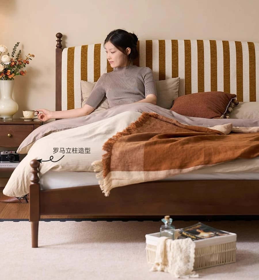 LTT solid wood bed French retro soft bag bed Superior medieval master bedroom double bed