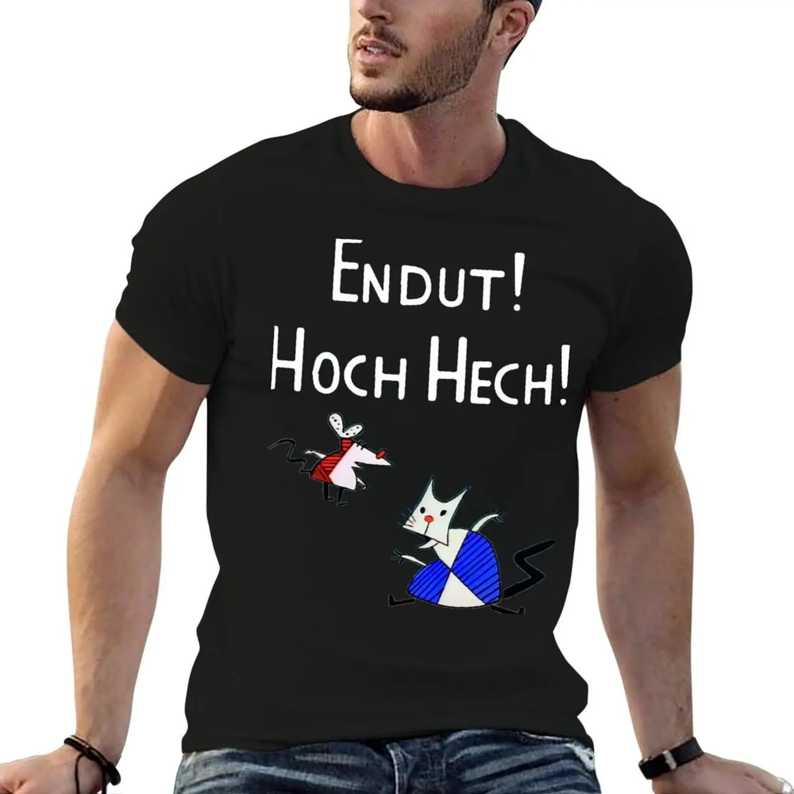 Hoch Hech white text T-Shirt t shirt man luxury man t shirt heavy cotton T-Shirt