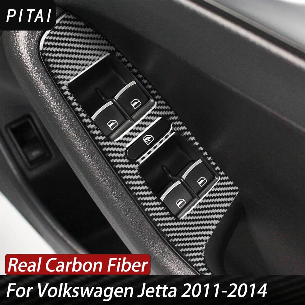 For Volkswagen Jetta 2011-2014 Carbon Fiber door handle Car Interior Decoration Strips Auto Styling Accessories Panel Sticker