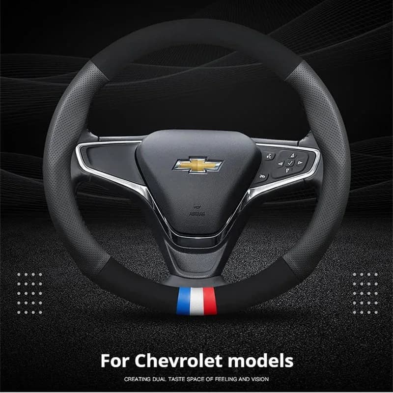 For Chevrolet Cruze Bolt Aveo Spark Onix capti Cavalier Corvette 37-38cm Leather Anti-slip Car Steering Wheel Cover Accessories