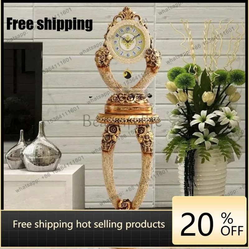 LJY  Living Room Floor Clock European Style Home Clock Decoration Ornament American Fashion Table Clock Light Luxury Creative
